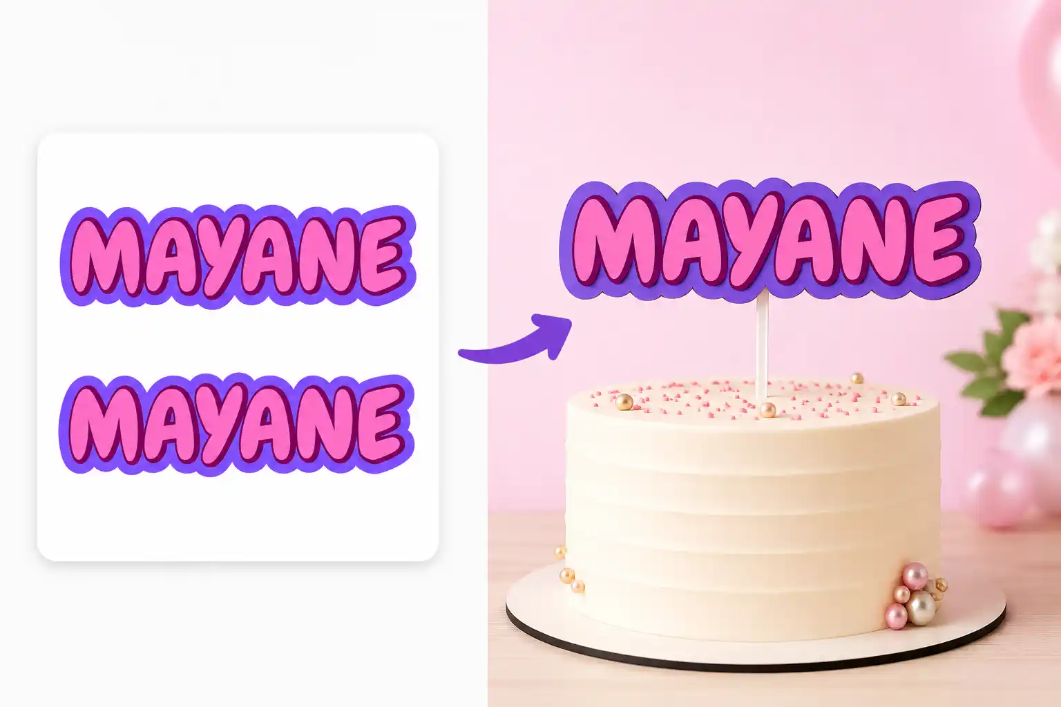 Prévia do molde de nome MAYANE em camadas 3D