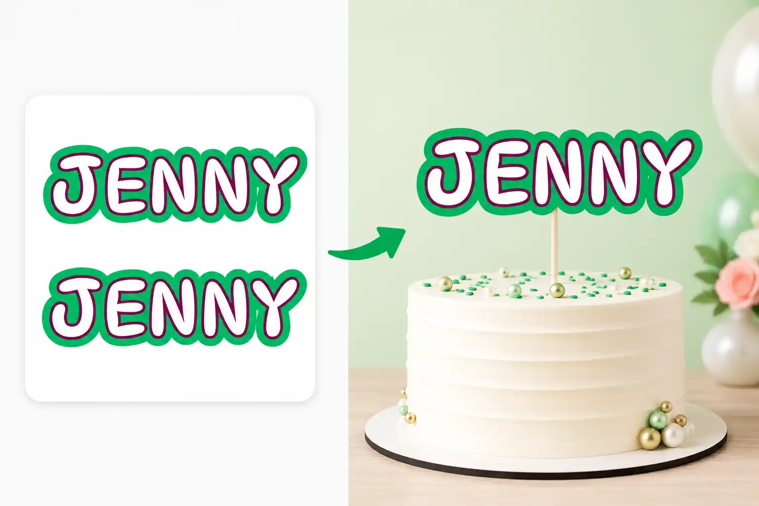 Prévia do molde de nome JENNY em camadas 3D